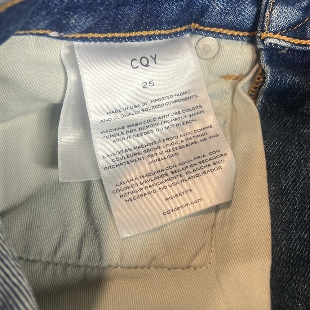CQY Medium Wash High Rise Raw Hem Skinny Jeans Size 25 - Picture 8 of 9